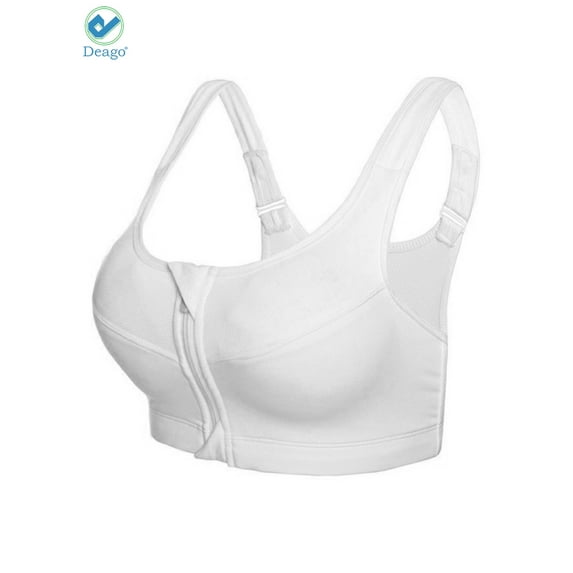 Deago Women's Seamless Comfortable Sports Bra with Removable Pads Zipper Workout Fitness Bra