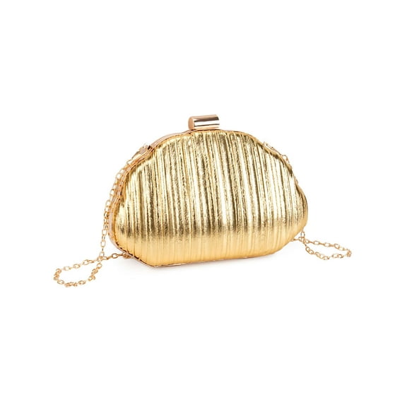 Deago Women's Shell Shaped Clutch Purse Ruched Mini Crossbody Bag Elegant Evening Handbag with Chain Strap (Glod)