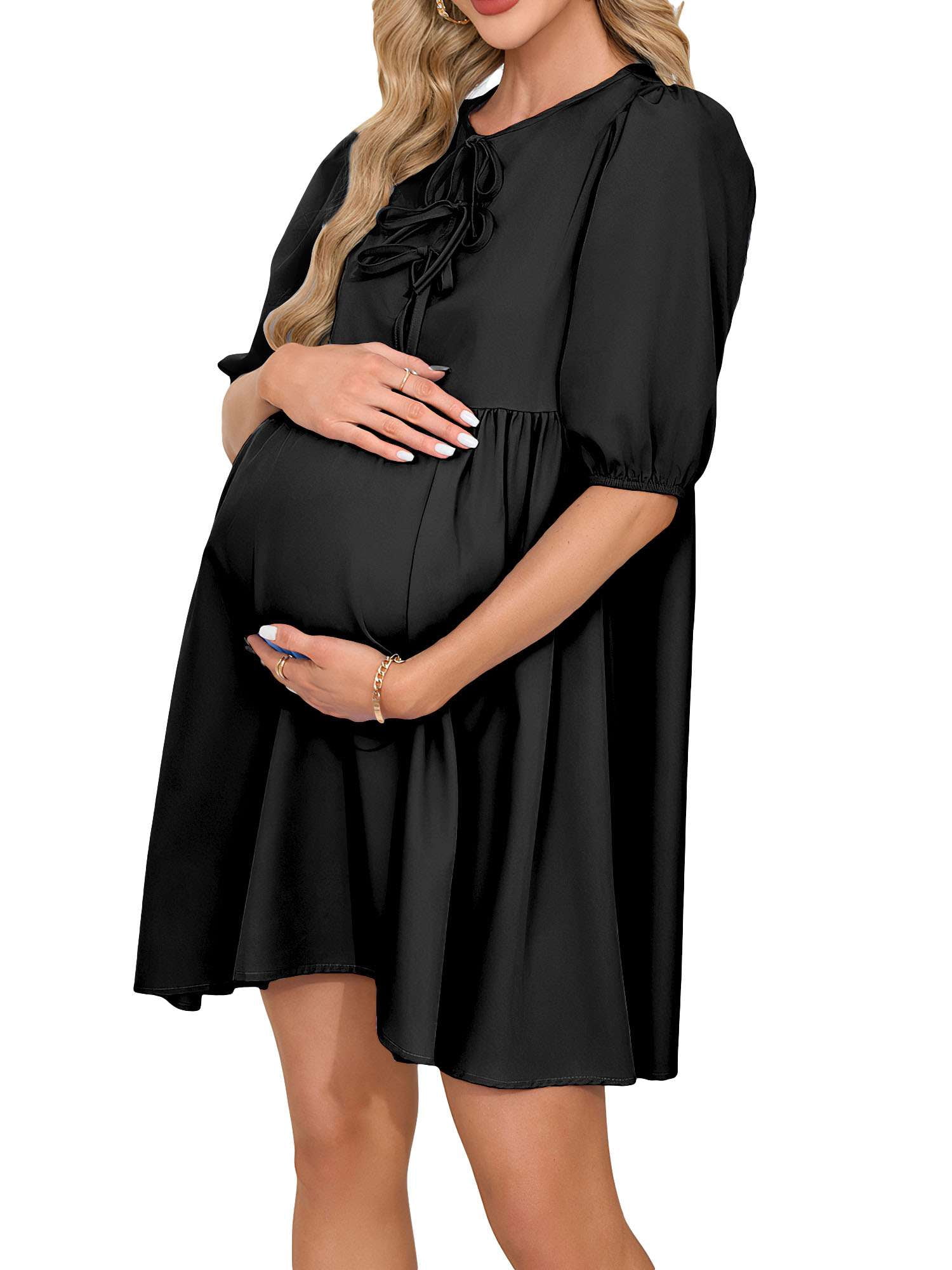 black tie dresses pregnant Black Simple A-line Homecoming Dress, Sweet 16 Dress, Short Prom Dresses,  MH115 main image 1