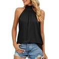 thumbnail image 1 of Deago Women's Sleeveless Tie Halter Neck Summer Tops Loose Casual Tank Top Blouse Shirts (Black, 2XL), 1 of 7