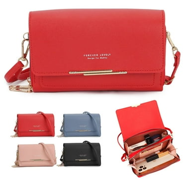 Deago Women's Small Crossbody Bag Cell Phone Purse Shoulder Handbags Wallet Purse with Credit Card Slots, Red