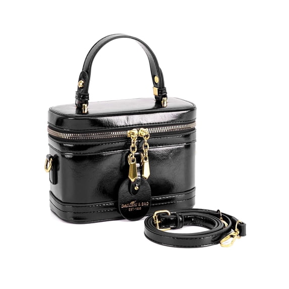Deago Women's Small Square Box Crossbody Bag Mini Top Handle Tote Shoulder Bag Pouch PU Leather Satchel Purse Handbag with Adjustable Shoulder Strap (Black)