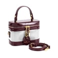 thumbnail image 1 of Deago Women's Small Square Box Crossbody Bag Mini Top Handle Tote Shoulder Bag Pouch PU Leather Satchel Purse Handbag with Adjustable Shoulder Strap (White and Brown), 1 of 8