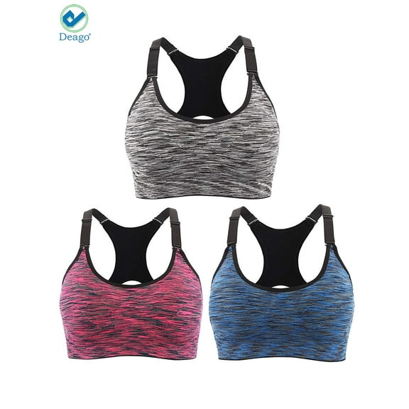 Deago Women's Sports Bra Seamless Stretchy Removable Pads Tank Top Racerback For Yoga Running Fitness Workout