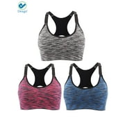 Deago Womens Sports Bra Seamless Stretchy Removable Pads Tank Top Racerback For Yoga Running Fitness Workout