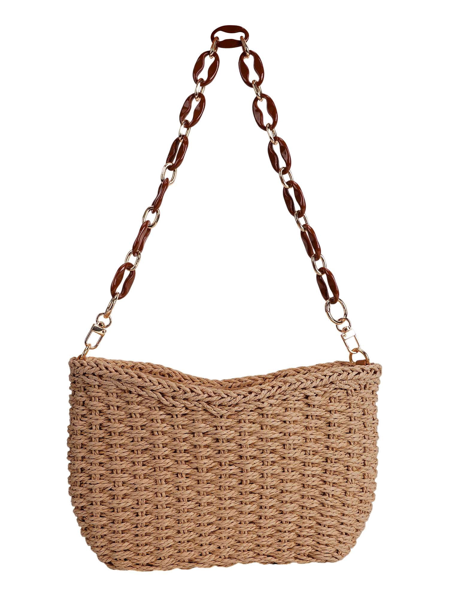 Deago Women Summer Straw Crossbody Bag Beach Handmade Woven 