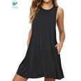 thumbnail image 1 of Deago Women's Summer Cotton Sleeveless Beach Dress Casual Swing T-Shirt Pocket Loose Dresses Plus Size (Black, S), 1 of 7