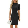 thumbnail image 1 of Deago Women's Summer Short Sleeve Ruched Casual Sundress Crew Neck Midi Bodycon T Shirt Dress (Black, XL), 1 of 10