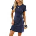 thumbnail image 1 of Deago Women's Summer Short Sleeve Ruched Tank T Shirt Dress Crew Neck Slim Fit Bodycon Mini Dresses (Green, S), 1 of 6