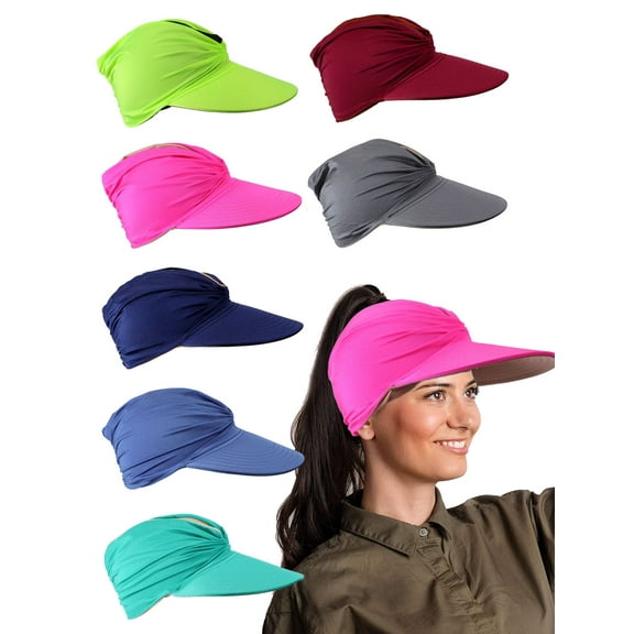 Deago Women's Sun Visor Hat Empty Top Baseball Sun Cap Summer UPF 50+ UV Protection Wide Brim Beach Sport Cap (Blue)