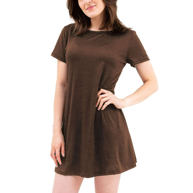 Round Neck Plain Polyester Shift Dresses Round Neck Plain Polyester Shift Dresses