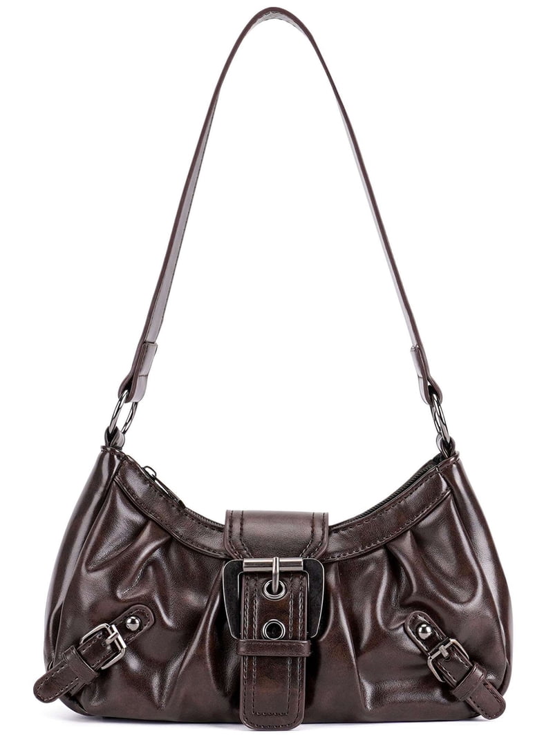 Deago Women's Vintage Buckle Shoulder Bag Y2K Goth Punk PU Leather