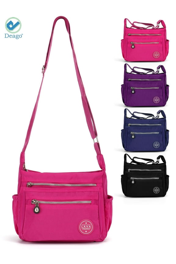 Women's Waterproof Nylon Crossboby Shoulder Bag Casual Messenger Bag Handbag with Multi Pockets (Purple)