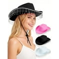 thumbnail image 1 of Deago Women's Western Rhinestone Cowboy Hat Bridal Cowgirl Hats for Bachelorette Party Halloween Costume (Black), 1 of 8