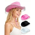 thumbnail image 1 of Deago Women's Western Rhinestone Cowboy Hat Bridal Cowgirl Hats for Bachelorette Party Halloween Costume (Pink), 1 of 8
