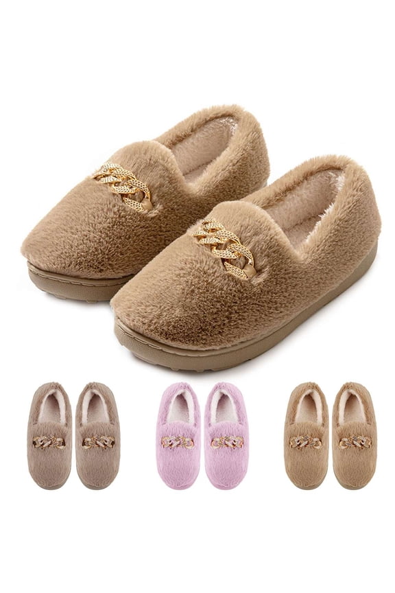 Women's Winter Warm Bootie Slippers Fuzzy Fleece Lined Memory Foam House Shoes for Indoor Outdoor