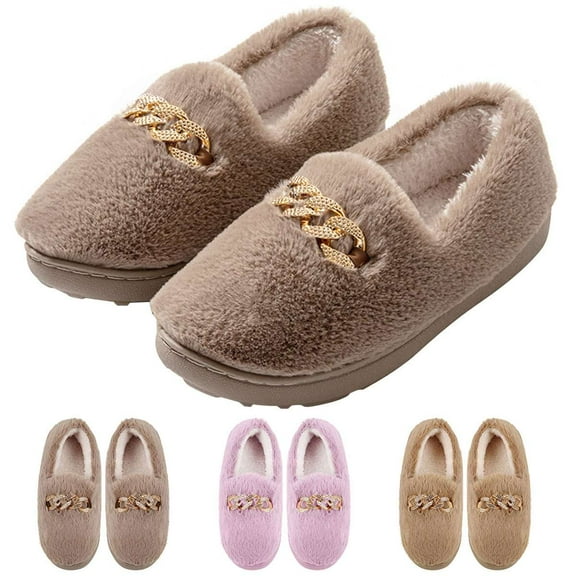 Deago Women's Winter Warm Bootie Slippers Fuzzy Fleece Lined Memory Foam House Shoes for Indoor Outdoor