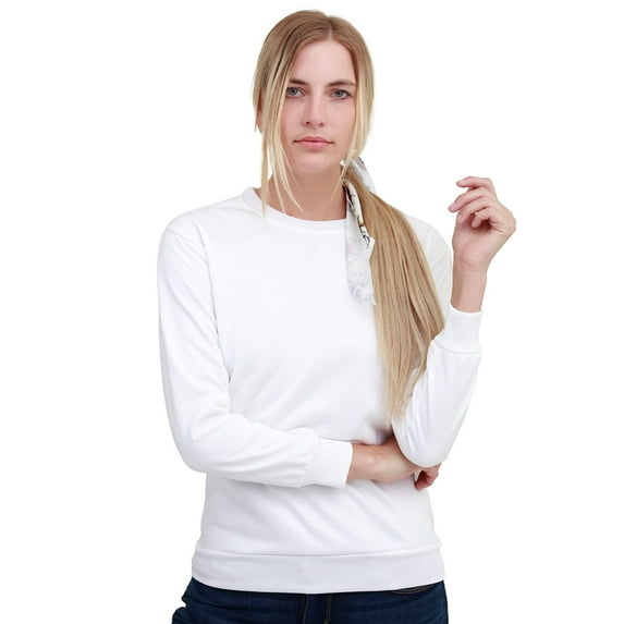 Deago Womens Casual Long Sleeve Sweatshirt Fleece Crew Neck Cute Pullover Relaxed Fit Tops (White, XL)