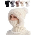 thumbnail image 1 of Deago Womens Knit Beanie Hat Fleece Lined Winter Scarf Mask Set Snow Caps Plush Earmuff Skull Hats with Pompom (Beige), 1 of 8