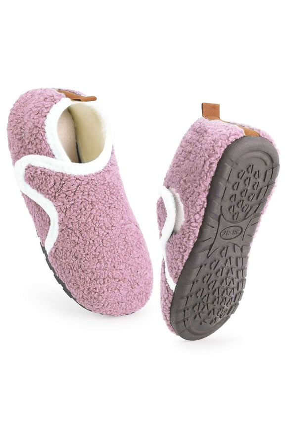 Womens Mens House Slippers Rubber Sole Indoor Slipper Socks Lightweight Fleece Lined Slip-on Barefoot Slippers