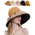 thumbnail image 1 of Deago Womens Mesh Sun Hats Wide Brim UV Protection UPF 50+ Summer Hat Foldable Beach Hats for Women (Khaki), 1 of 8