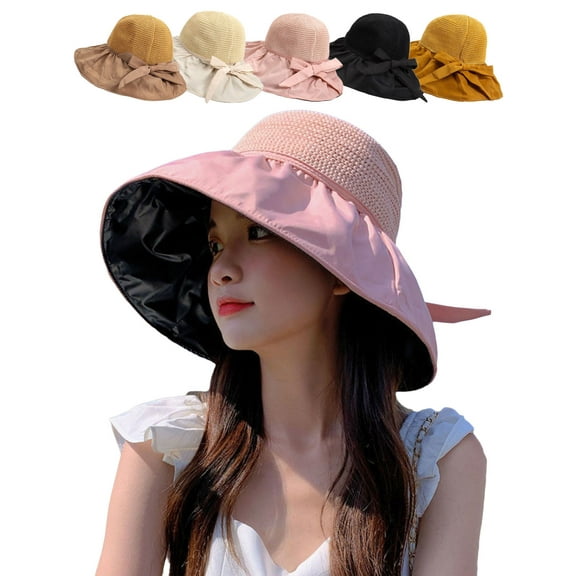 Deago Womens Mesh Sun Hats Wide Brim UV Protection UPF 50  Summer Hat Foldable Beach Hats for Women (Pink)