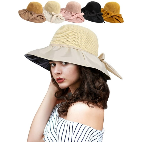 Deago Womens Mesh Sun Hats Wide Brim UV Protection UPF 50+ Summer Hat Foldable Beach Hats for Women (White)