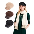 thumbnail image 1 of Deago Womens Newsboy Cap Fashion PU Leather 8 Panel Paperboy Newsie Cap Baker Boy Painter Beret Cabbie Hat (Coffee#3), 1 of 9