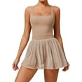 thumbnail image 1 of Deago Womens Tennis Golf Dress with Built-in Bra Shorts Backless Square Neck Mini Mesh Puffy Skirt Athletic Dresses with Pockets (Coffee, S), 1 of 9