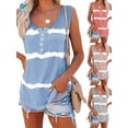 thumbnail image 1 of Deago Womens Tie-dye Sleeveless Tank Tops Summer Loose T Shirts Button Down Shirts Vest Blouse Plus Size (Blue, 2XL), 1 of 9