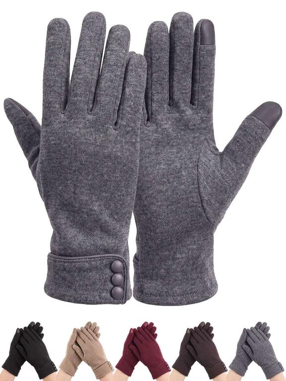 Womens Winter Warm Gloves With Sensitive Touch Screen Texting Fingers, Fleece Lined Windproof Gloves (Gray)
