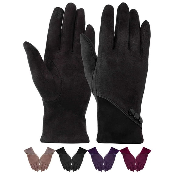 Deago Womens Winter Warm Gloves with Sensitive Touch Screen Texting Fingers Fleece Lined Windproof Gloves (Black)
