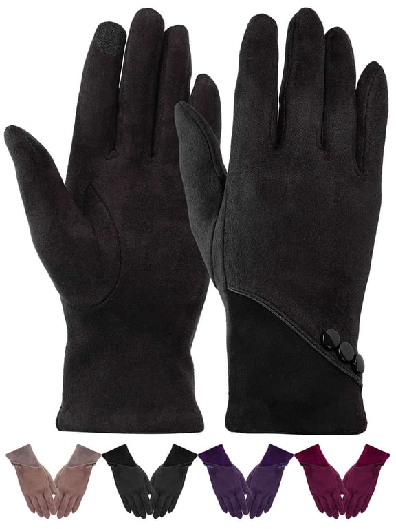 Womens Winter Warm Gloves with Sensitive Touch Screen Texting Fingers Fleece Lined Windproof Gloves (Black)