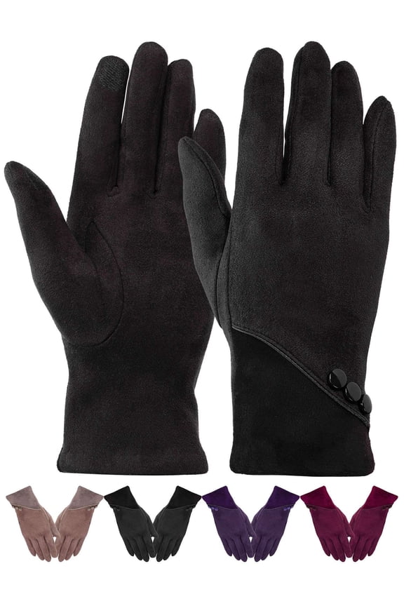 Womens Winter Warm Gloves with Sensitive Touch Screen Texting Fingers Fleece Lined Windproof Gloves (Black)