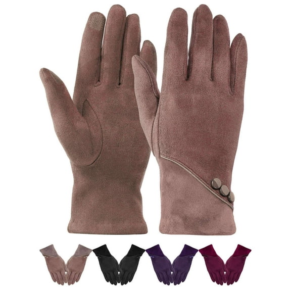 Deago Womens Winter Warm Gloves with Sensitive Touch Screen Texting Fingers Fleece Lined Windproof Gloves (Khaki)