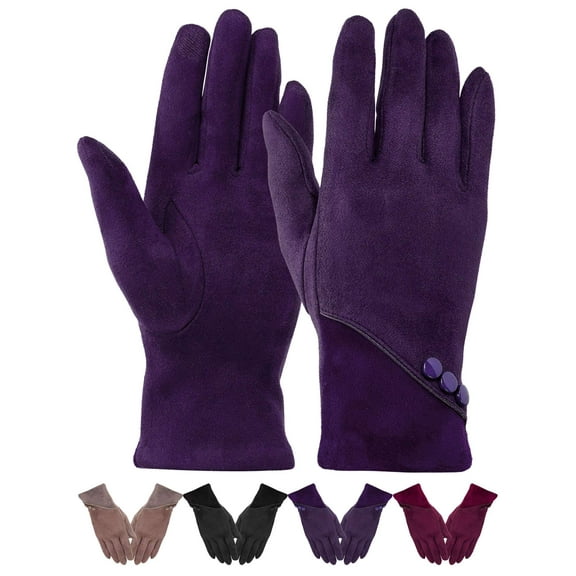 Deago Womens Winter Warm Gloves with Sensitive Touch Screen Texting Fingers Fleece Lined Windproof Gloves (Purple)