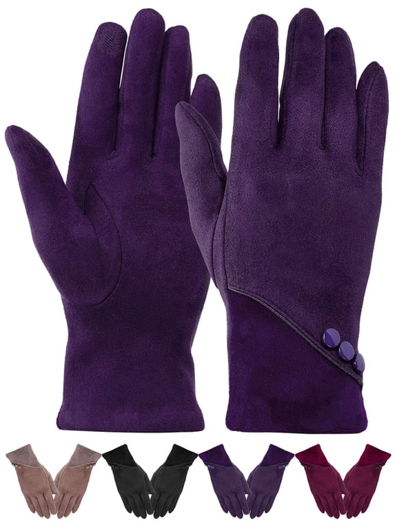 Womens Winter Warm Gloves with Sensitive Touch Screen Texting Fingers Fleece Lined Windproof Gloves (Purple)
