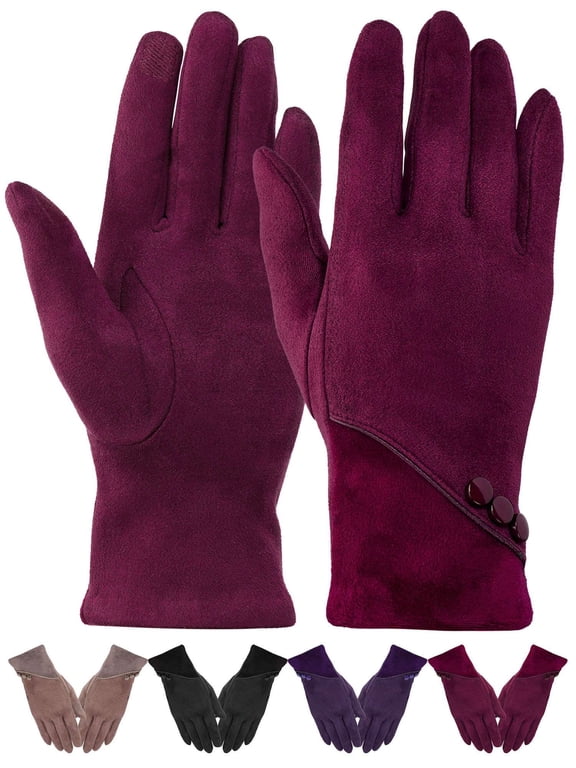 Womens Winter Warm Gloves with Sensitive Touch Screen Texting Fingers Fleece Lined Windproof Gloves (Red)