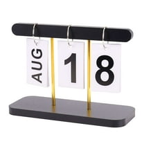 Deago Wooden Perpetual Daily Flip Calendar for Desk Reusable Vintage Desktop Calender for Home Office Decor (Black)