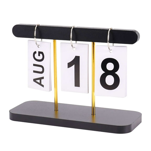 Deago Wooden Perpetual Daily Flip Calendar for Desk Reusable Vintage Desktop Calender for Home Office Decor (Black)