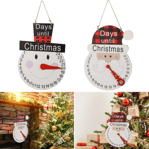 Deago Wooden Santa Christmas Advent Calendar, Wood Hanging Advent Calendar Reusable Countdown to Christmas Calendar for Kids Christmas Decorations Gifts