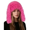thumbnail image 1 of Deago Y2K Fuzzy Bunny Hat for Women Cute Furry Beanie with Ears Long Rabbit Ears Hat for Festival, Easter, Party (Pink-2), 1 of 8