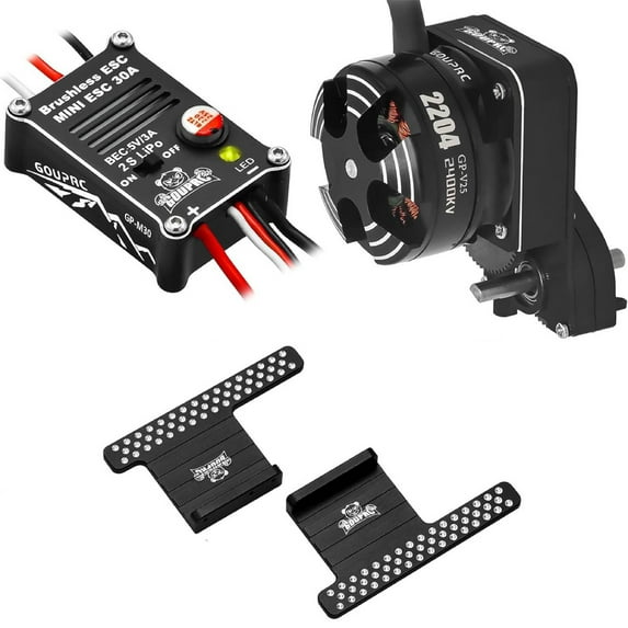 2204 2400KV Brushless Outrunner Motor W/ Transmission & 30A Esc Toy Supplies (Black w Pedals)