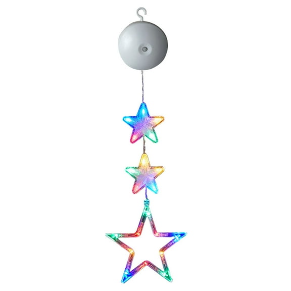 Christmas Curtain String Lights, LED Multicolor Hanging Lights, Christmas Star Suction Cup Light for for Xmas Holiday Party Decoration (3.5x18.9 inch)