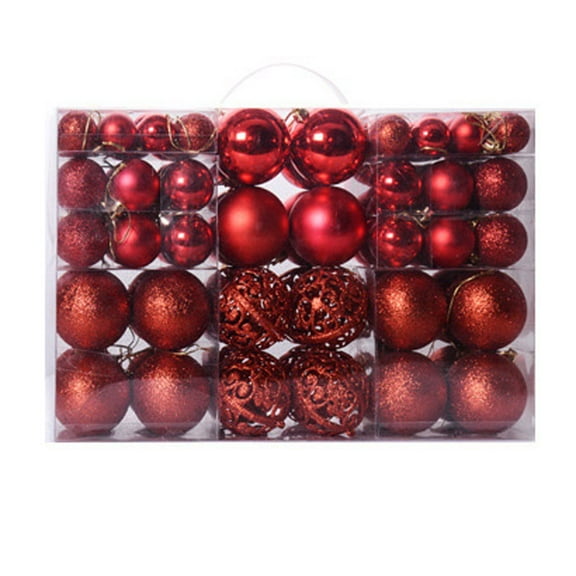 100ct Christmas Balls Tree Ornaments, Shatterproof Halloween Tree Decorations Set with Reusable Hand-held Gift Package for Holiday Halloween, Xmas Tree Decor (6cm, 2.36")(Red)
