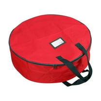 Christmas Wreath Storage Bag 30" - Garland Holiday Container with Tear Resistant Material - Featuring Heavy Duty Handles and Transparent Card Slot - 1 Pack (30 Inch, Red)