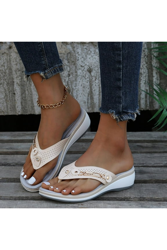 Women's Arch-support Sandals Fashion Casual Sandals Shoes Outdoor Flip Flops Summer Beach Wedges Orthopedic Slippers with Adjustable Casual Thong Sandals