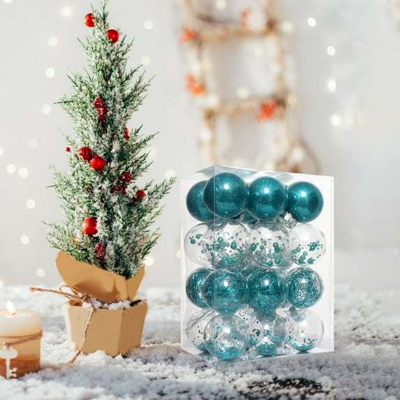 2.36" Small Size 24ct shatterproof Christmas Ball Ornaments in 4 Classic finishes for Christmas Tree Decoration (2.36" Medium Size, Blue)
