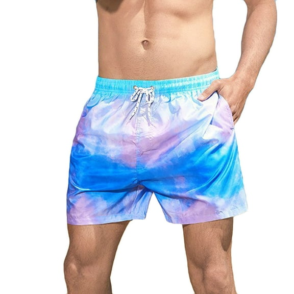 Mens Swim Trunks Swim Shorts Men Ndbuld Men Fashion Printing And Dyeing Elastic Waist Shorts Quick Drying Five Pants Purple M