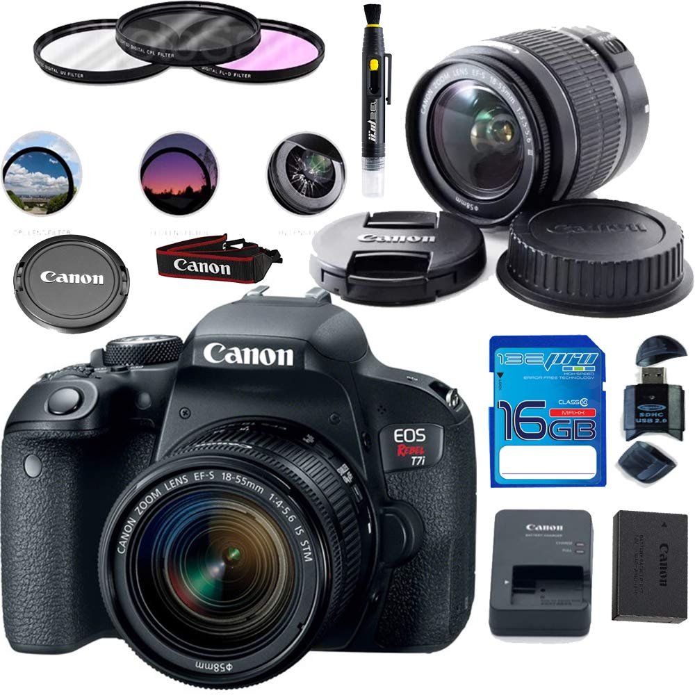 Deal-Expo Canon EOS Rebel T7i DSLR Camera with 18-55mm Lens Basic Accessories Bundle - image 1 of 7